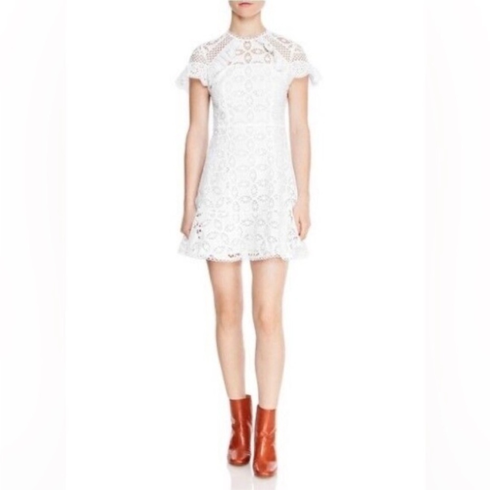 Sandro Corentin Cotton Lace Mini Dress in White, size XS - Picture 2 of 6